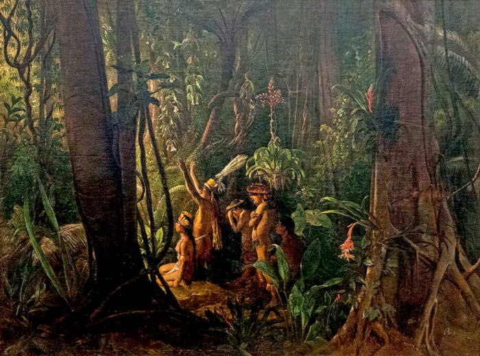 Amazonian Indians Worshiping the Sun God by François Auguste Biard